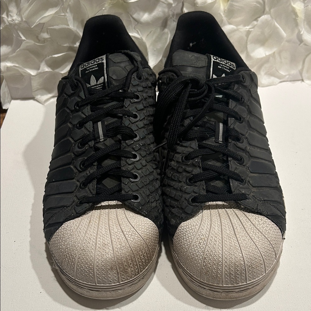 Adidas Black and White Textured Sneakers